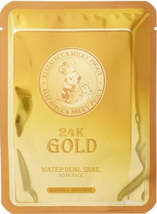 Elizavecca~Тканевая маска с золотом и муцином улитки~24k gold water dew snail mask pack
