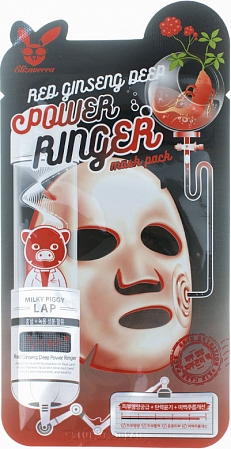 Elizavecca~Регенерирующая маска с экстрактом красного женьшеня~Red Ginseng Deep Power Ringer Mask