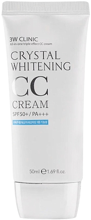 3W Clinic~Тональный СС-крем с ниацинамидом~Crystal Whitening CC Cream SPF50+/PA+++ 